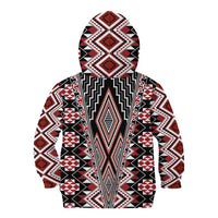 Red Aotearoa Tukutuku and Poutama Motif Kid Hoodie LT03 - Polynesian Pride