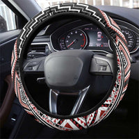 Red Aotearoa Tukutuku and Poutama Motif Steering Wheel Cover LT03 - Polynesian Pride