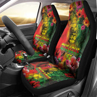 Hawaiian Reggae Car Seat Cover Tropical Plants and Tribal Kakau Tattoo-One Love Jawaiian LT03 - Polynesian Pride
