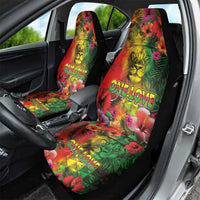 Hawaiian Reggae Car Seat Cover Tropical Plants and Tribal Kakau Tattoo-One Love Jawaiian LT03 - Polynesian Pride