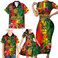 Hawaiian Reggae Family Matching Short Sleeve Bodycon Dress and Hawaiian Shirt Tropical Plants and Tribal Kakau Tattoo-One Love Jawaiian LT03 - Polynesian Pride