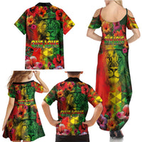 Hawaiian Reggae Family Matching Summer Maxi Dress and Hawaiian Shirt Tropical Plants and Tribal Kakau Tattoo-One Love Jawaiian LT03 - Polynesian Pride