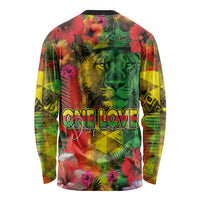 Hawaiian Reggae Long Sleeve Shirt Tropical Plants and Tribal Kakau Tattoo-One Love Jawaiian LT03 - Polynesian Pride