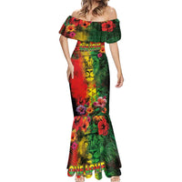 Hawaiian Reggae Mermaid Dress Tropical Plants and Tribal Kakau Tattoo-One Love Jawaiian LT03 - Polynesian Pride