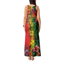 Hawaiian Reggae Tank Maxi Dress Tropical Plants and Tribal Kakau Tattoo-One Love Jawaiian LT03 - Polynesian Pride