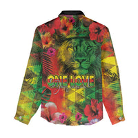 Hawaiian Reggae Women Casual Shirt Tropical Plants and Tribal Kakau Tattoo-One Love Jawaiian LT03 - Polynesian Pride