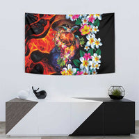 Hawaiian Lei Day Tapestry Colorful Plumeria and Volcanic Turtle with Abstract Lava Texture LT03 - Polynesian Pride