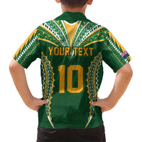 Custom Cook Islands Rugby League Kid Hawaiian Shirt Tatau Tribal Pattern-Special Edition Green Color