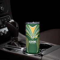 Custom Cook Island Rugby League 2025 Skinny Tumbler Tatau Tribal Pattern-Special Edition Green Color