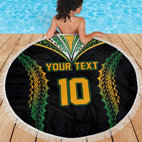 Custom Cook Islands Rugby League Beach Blanket Tatau Tribal Pattern-Special Edition Black Color LT03 - Polynesian Pride