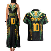 Custom Cook Islands Rugby League Couples Matching Tank Maxi Dress and Hawaiian Shirt Tatau Tribal Pattern-Special Edition Black Color LT03 - Polynesian Pride