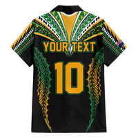 Custom Cook Islands Rugby League Family Matching Off The Shoulder Long Sleeve Dress and Hawaiian Shirt Tatau Tribal Pattern-Special Edition Black Color LT03 - Polynesian Pride