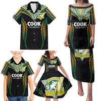 Custom Cook Islands Rugby League Family Matching Puletasi and Hawaiian Shirt Tatau Tribal Pattern-Special Edition Black Color