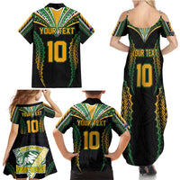 Custom Cook Islands Rugby League Family Matching Summer Maxi Dress and Hawaiian Shirt Tatau Tribal Pattern-Special Edition Black Color LT03 - Polynesian Pride