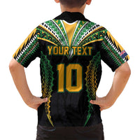 Custom Cook Islands Rugby League Family Matching Tank Maxi Dress and Hawaiian Shirt Tatau Tribal Pattern-Special Edition Black Color LT03 - Polynesian Pride