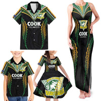 Custom Cook Islands Rugby League Family Matching Tank Maxi Dress and Hawaiian Shirt Tatau Tribal Pattern-Special Edition Black Color LT03 - Polynesian Pride