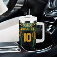 Custom Cook Island Rugby League 2025 Tumbler With Handle Tatau Tribal Pattern-Special Edition Black Color