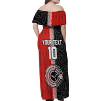 Custom Tonga and New Zealand Rugby Family Matching Off Shoulder Maxi Dress and Hawaiian Shirt Maori Mix Ngatu Pattern LT03 - Polynesian Pride