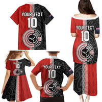Custom Tonga and New Zealand Rugby Family Matching Puletasi and Hawaiian Shirt Maori Mix Ngatu Pattern LT03 - Polynesian Pride