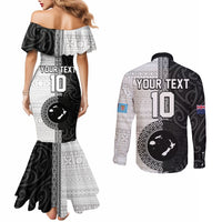 Custom Fiji and New Zealand Rugby Couples Matching Mermaid Dress and Long Sleeve Button Shirt Tapa Mix Maori Pattern LT03 - Polynesian Pride