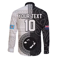 Custom Fiji and New Zealand Rugby Family Matching Short Sleeve Bodycon Dress and Hawaiian Shirt Tapa Mix Maori Pattern LT03 - Polynesian Pride
