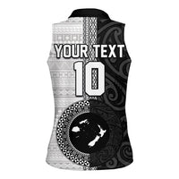 Custom Fiji and New Zealand Rugby Women Sleeveless Polo Shirt Tapa Mix Maori Pattern LT03 - Polynesian Pride