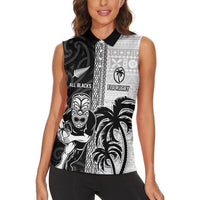 Custom Fiji and New Zealand Rugby Women Sleeveless Polo Shirt Tapa Mix Maori Pattern LT03 - Polynesian Pride