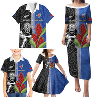 Custom Samoa and New Zealand Rugby Family Matching Puletasi and Hawaiian Shirt Teuila Samoan and Maori Warrior LT03 - Polynesian Pride