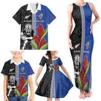 Custom Samoa and New Zealand Rugby Family Matching Tank Maxi Dress and Hawaiian Shirt Teuila Samoan and Maori Warrior LT03 - Polynesian Pride