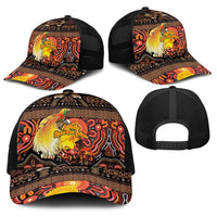 Australia and Papua New Guinea Together Baseball Net Cap Kangaroo Aboriginal Art and Bird-of-paradise with Oro Tribal Motifs LT03 - Polynesian Pride