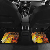 Personalized Australia and Papua New Guinea Together Car Mats Kangaroo Aboriginal Art and Bird-of-paradise Oro Tribal Motifs LT03 Set 2pcs - Back Black - Polynesian Pride