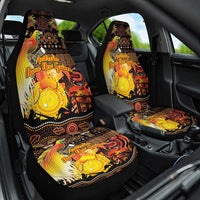 Australia and Papua New Guinea Together Car Seat Cover Kangaroo Aboriginal Art and Bird-of-paradise Oro Tribal Motifs - Polynesian Pride