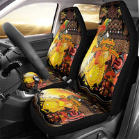 Australia and Papua New Guinea Together Car Seat Cover Kangaroo Aboriginal Art and Bird-of-paradise Oro Tribal Motifs - Polynesian Pride