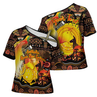 Personalized Australia and Papua New Guinea Together Cross Shoulder Shirt Kangaroo Aboriginal Art and Bird-of-paradise Oro Tribal Motifs LT03 - Polynesian Pride