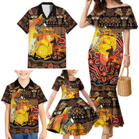 Personalized Australia and Papua New Guinea Together Family Matching Mermaid Dress and Hawaiian Shirt Kangaroo Aboriginal Art and Bird-of-paradise Oro Tribal Motifs LT03 - Polynesian Pride