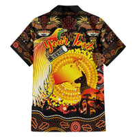 Personalized Australia and Papua New Guinea Together Family Matching Off The Shoulder Long Sleeve Dress and Hawaiian Shirt Kangaroo Aboriginal Art and Bird-of-paradise Oro Tribal Motifs LT03 - Polynesian Pride
