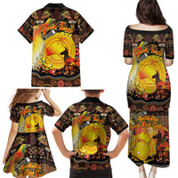 Personalized Australia and Papua New Guinea Together Family Matching Puletasi and Hawaiian Shirt Kangaroo Aboriginal Art and Bird-of-paradise Oro Tribal Motifs LT03 - Polynesian Pride