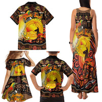 Personalized Australia and Papua New Guinea Together Family Matching Tank Maxi Dress and Hawaiian Shirt Kangaroo Aboriginal Art and Bird-of-paradise Oro Tribal Motifs LT03 - Polynesian Pride