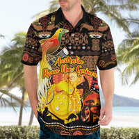 Personalized Australia and Papua New Guinea Together Hawaiian Shirt Kangaroo Aboriginal Art and Bird-of-paradise Oro Tribal Motifs LT03 - Polynesian Pride