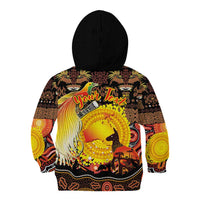 Personalized Australia and Papua New Guinea Together Kid Hoodie Kangaroo Aboriginal Art and Bird-of-paradise Oro Tribal Motifs LT03 - Polynesian Pride