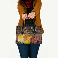 Australia and Papua New Guinea Together Leather Bag Kangaroo Aboriginal Art and Bird-of-paradise Oro Tribal Motifs LT03 - Polynesian Pride