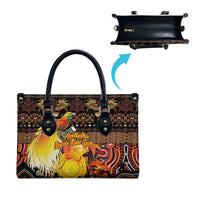 Australia and Papua New Guinea Together Leather Bag Kangaroo Aboriginal Art and Bird-of-paradise Oro Tribal Motifs LT03 - Polynesian Pride