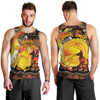 Personalized Australia and Papua New Guinea Together Men Tank Top Kangaroo Aboriginal Art and Bird-of-paradise Oro Tribal Motifs LT03 - Polynesian Pride