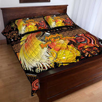 Australia and Papua New Guinea Together Quilt Bed Set Kangaroo Aboriginal Art and Bird-of-paradise Oro Tribal Motifs LT03 - Polynesian Pride