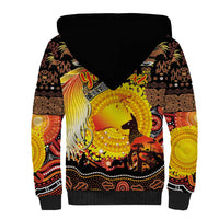 Personalized Australia and Papua New Guinea Together Sherpa Hoodie Kangaroo Aboriginal Art and Bird-of-paradise Oro Tribal Motifs LT03 - Polynesian Pride