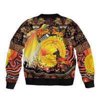 Personalized Australia and Papua New Guinea Together Sleeve Zip Bomber Jacket Kangaroo Aboriginal Art and Bird-of-paradise Oro Tribal Motifs LT03 - Polynesian Pride