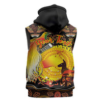 Personalized Australia and Papua New Guinea Together Sleeveless Hoodie Kangaroo Aboriginal Art and Bird-of-paradise Oro Tribal Motifs LT03 - Polynesian Pride