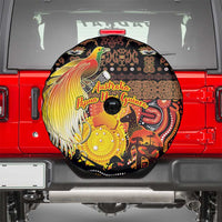 Australia and Papua New Guinea Together Spare Tire Cover Kangaroo Aboriginal Art and Bird-of-paradise Oro Tribal Motifs - Polynesian Pride