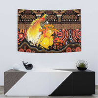 Australia and Papua New Guinea Together Tapestry Kangaroo Aboriginal Art and Bird-of-paradise Oro Tribal Motifs LT03 - Polynesian Pride