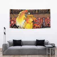 Australia and Papua New Guinea Together Tapestry Kangaroo Aboriginal Art and Bird-of-paradise Oro Tribal Motifs LT03 - Polynesian Pride